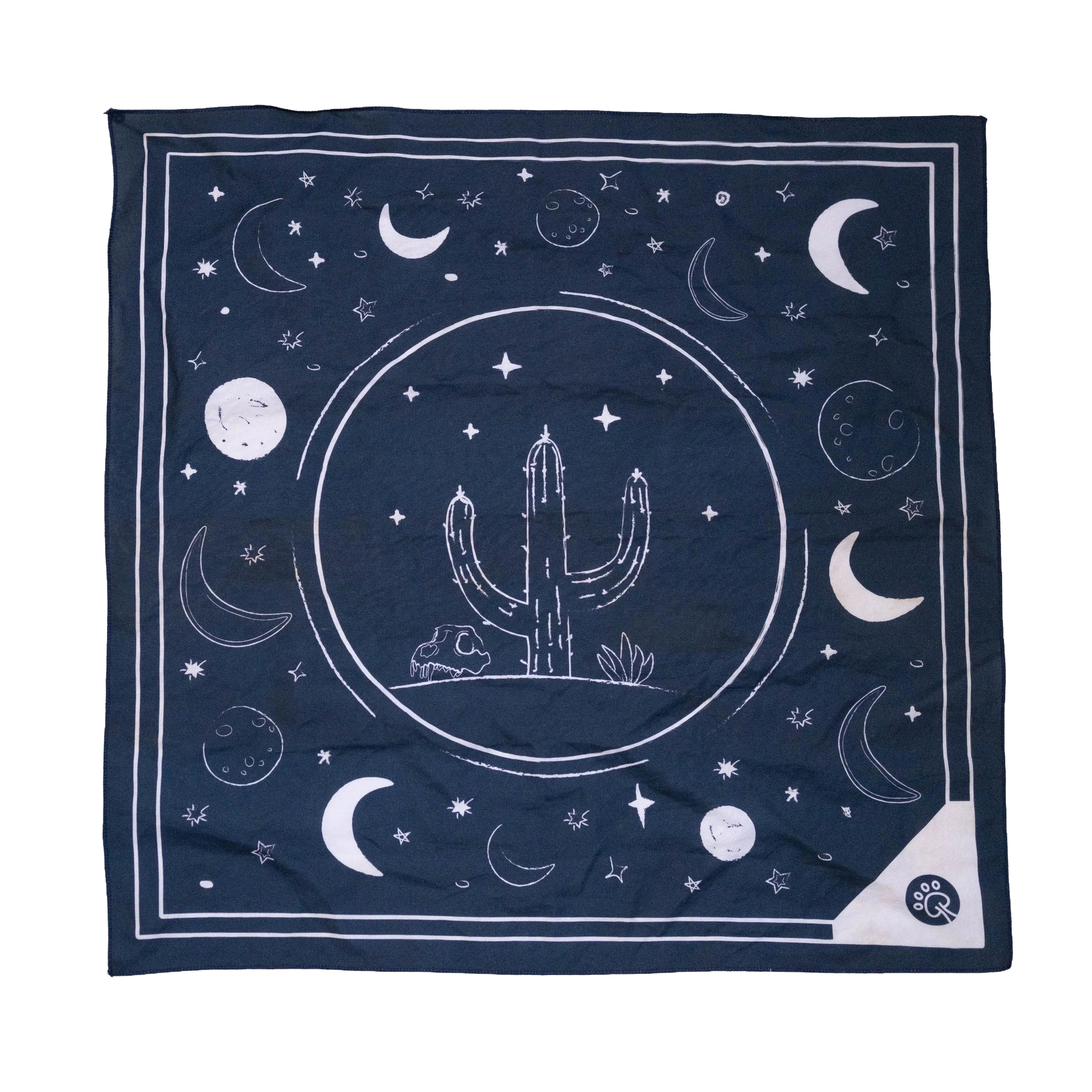 Desert Night dog bandana laid flat, showing full pattern, shape, and fabric details